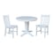 International Concepts 36 in. Solid Wood Round Top Pedestal Dining Table with 2 Chairs in White K08-36RT-23B-C61-2 - alternate 1